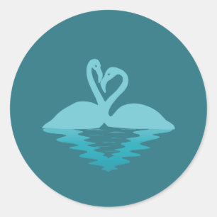 Sticker Rond Flamant rose
