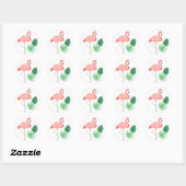 Sticker Rond Flamant rose (Feuille)