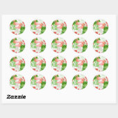 Sticker Rond Flamant rose (Feuille)