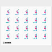 STICKER ROND FLAMANT ROSE 1 (Feuille)
