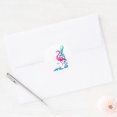 STICKER ROND FLAMANT ROSE 1 (Enveloppe)