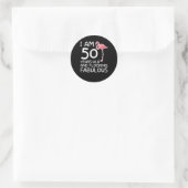Sticker Rond Flamant rose 50e anniversaire Flocking Fabuleux (Sac)