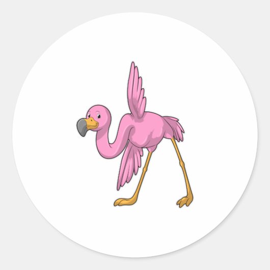 Sticker Rond Flamant rose à Yoga Exercice d'étirement (Devant)
