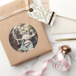 Sticker Rond Flamant rose Alice au pays des merveilles