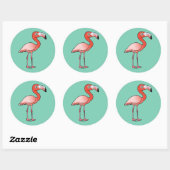 Sticker Rond Flamant rose américain Birdorable (Feuille)