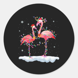 Sticker Rond Flamant rose   Arbre de Noël Flamant rose Noël N