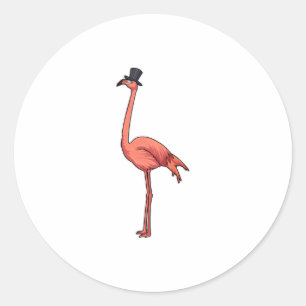 Sticker Rond Flamant rose avec Casquette