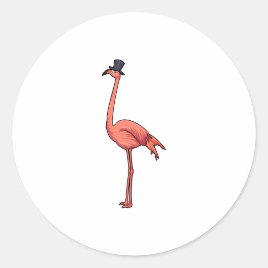 Sticker Rond Flamant rose avec Casquette (Devant)