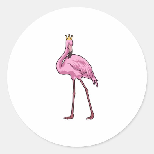 Sticker Rond Flamant rose avec Couronne (Devant)