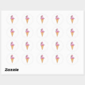 Sticker Rond Flamant rose avec gaufre de glace (Feuille)