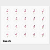 Sticker Rond Flamant rose avec lunettes (Feuille)