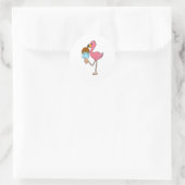 Sticker Rond Flamant rose avec Popsicle (Sac)