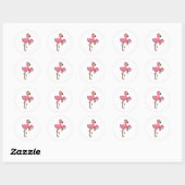 Sticker Rond Flamant rose avec purge (Feuille)