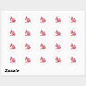 Sticker Rond Flamant rose avec ruban (Feuille)