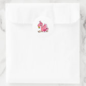Sticker Rond Flamant rose avec ruban (Sac)