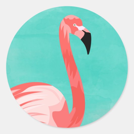 Sticker Rond Flamant rose Bird (Devant)