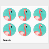 Sticker Rond Flamant rose Bird (Feuille)