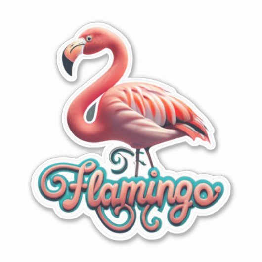 Sticker rond Flamant rose classique (Devant)