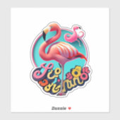 Sticker rond Flamant rose classique (Feuille)