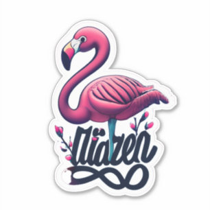 Sticker rond Flamant rose classique