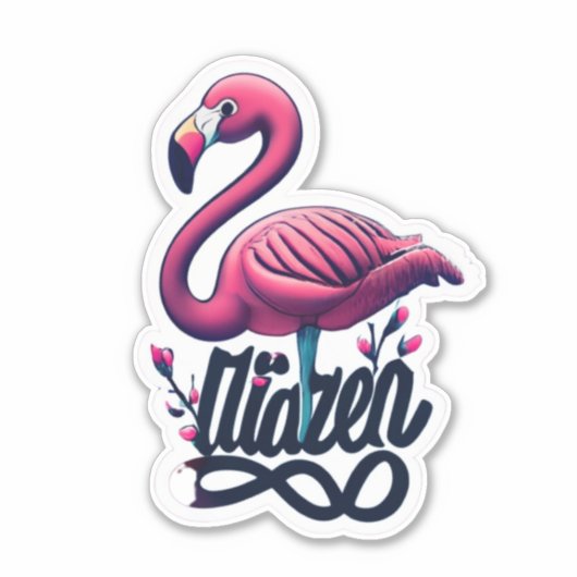 Sticker rond Flamant rose classique (Devant)