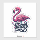 Sticker rond Flamant rose classique (Feuille)