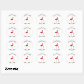 Sticker Rond Flamant rose & Coeur Cute Maison (Feuille)