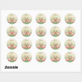 Sticker Rond Flamant rose Coeur Embrasse Mariage Faveur | jade (Feuille)