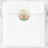 Sticker Rond Flamant rose Coeur Embrasse Mariage Faveur | jade (Sac)
