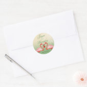Sticker Rond Flamant rose Coeur Embrasse Mariage Faveur | jade (Enveloppe)