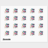 Sticker Rond Flamant rose cool (Feuille)