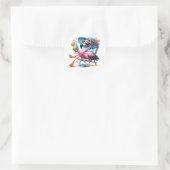 Sticker Rond Flamant rose cool (Sac)