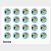 Sticker Rond flamant rose cool en lunettes de soleil (Feuille)