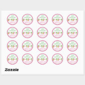 Sticker Rond Flamant rose d'anniversaire Palm Tree Pineapple (Feuille)