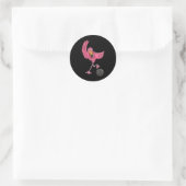 Sticker Rond Flamant rose de Bowling 1 (Sac)