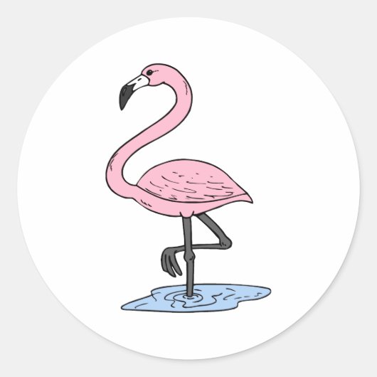 Sticker Rond Flamant rose de foi (Devant)