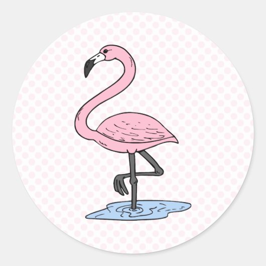 Sticker Rond Flamant rose de foi (Devant)