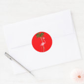 Sticker Rond Flamant rose de Noël (Enveloppe)