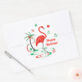 Sticker Rond Flamant rose de Noël rouge Baubles vacances autour (Enveloppe)