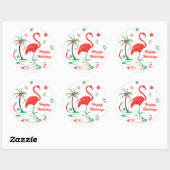 Sticker Rond Flamant rose de Noël rouge Baubles vacances autour (Feuille)