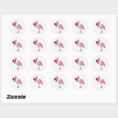 Sticker Rond Flamant rose de remplissage (Feuille)