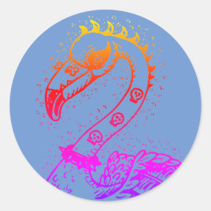 STICKER ROND FLAMANT ROSE DE ROCKER GOTH PUNK, HAULEURS, CHEVEU