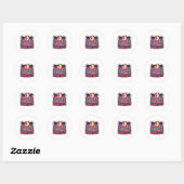 Sticker Rond Flamant rose de squelette de Summerween Fille d'ét (Feuille)