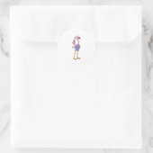 Sticker Rond Flamant rose en coiffeur avec ciseaux (Sac)