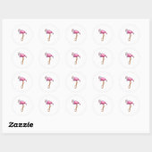 Sticker Rond Flamant rose en mariée avec voile (Feuille)