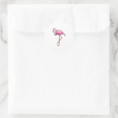 Sticker Rond Flamant rose en mariée avec voile (Sac)