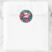 Sticker Rond Flamant rose et aquarelle du jardin tropical (Sac)