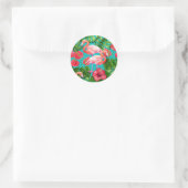 Sticker Rond Flamant rose et aquarelle du jardin tropical (Sac)