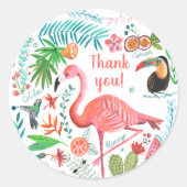 Sticker Rond Flamant rose Filles tropicales Anniversaire (Devant)