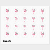 Sticker Rond Flamant rose, Flamingle (Feuille)